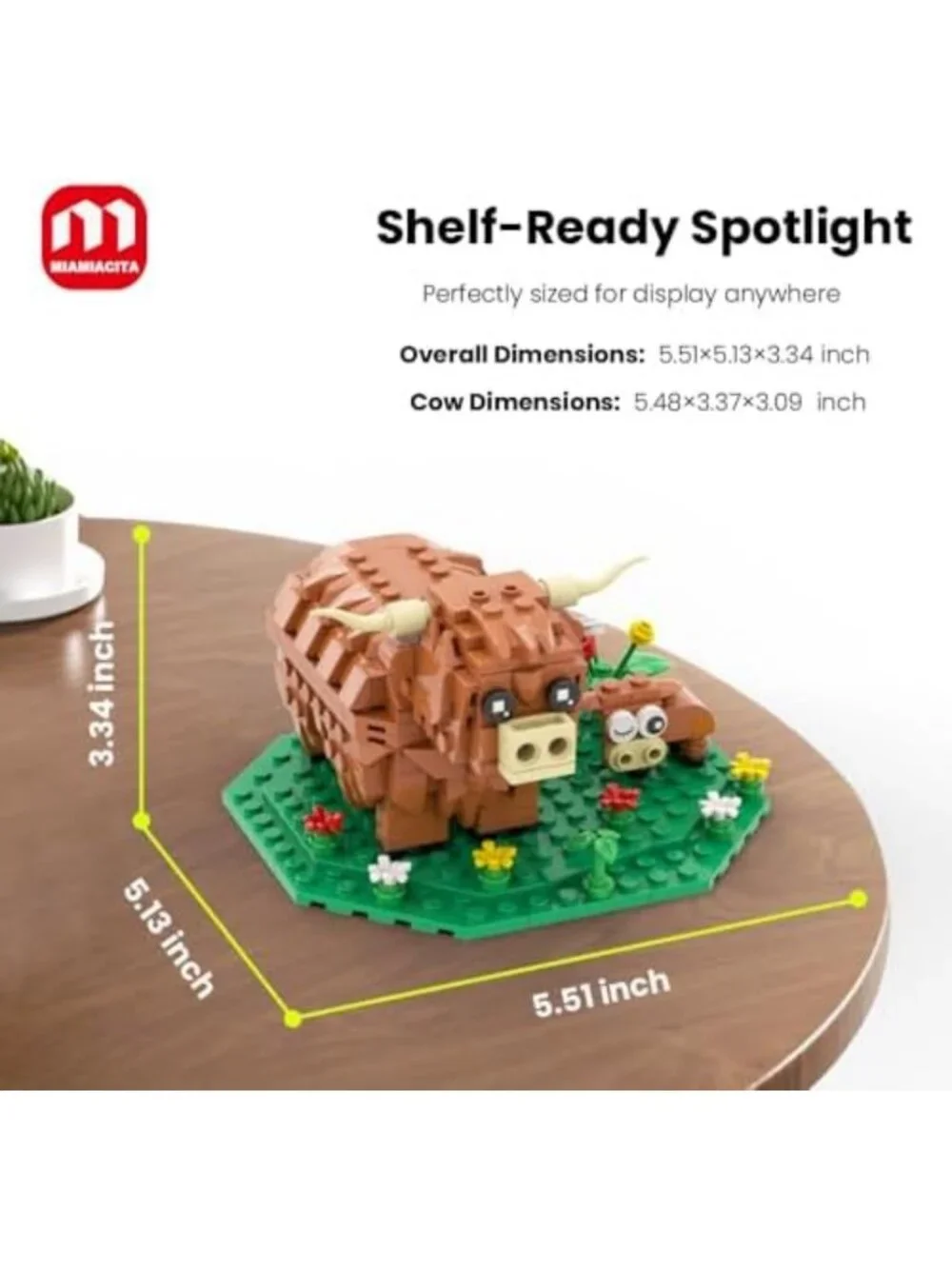 Highland Cow Building Set - Farm Animal Brick Kit, STEM Toy for Kids & Adults